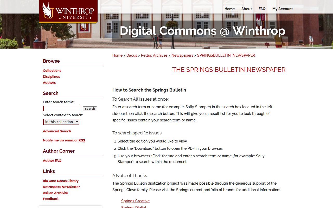 Searchable Springs Bulletin collection for Fort Mill historical name and place research