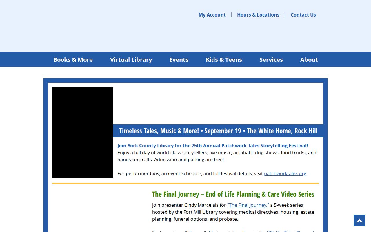 York County Library gateway for Fort Mill local history collection navigation