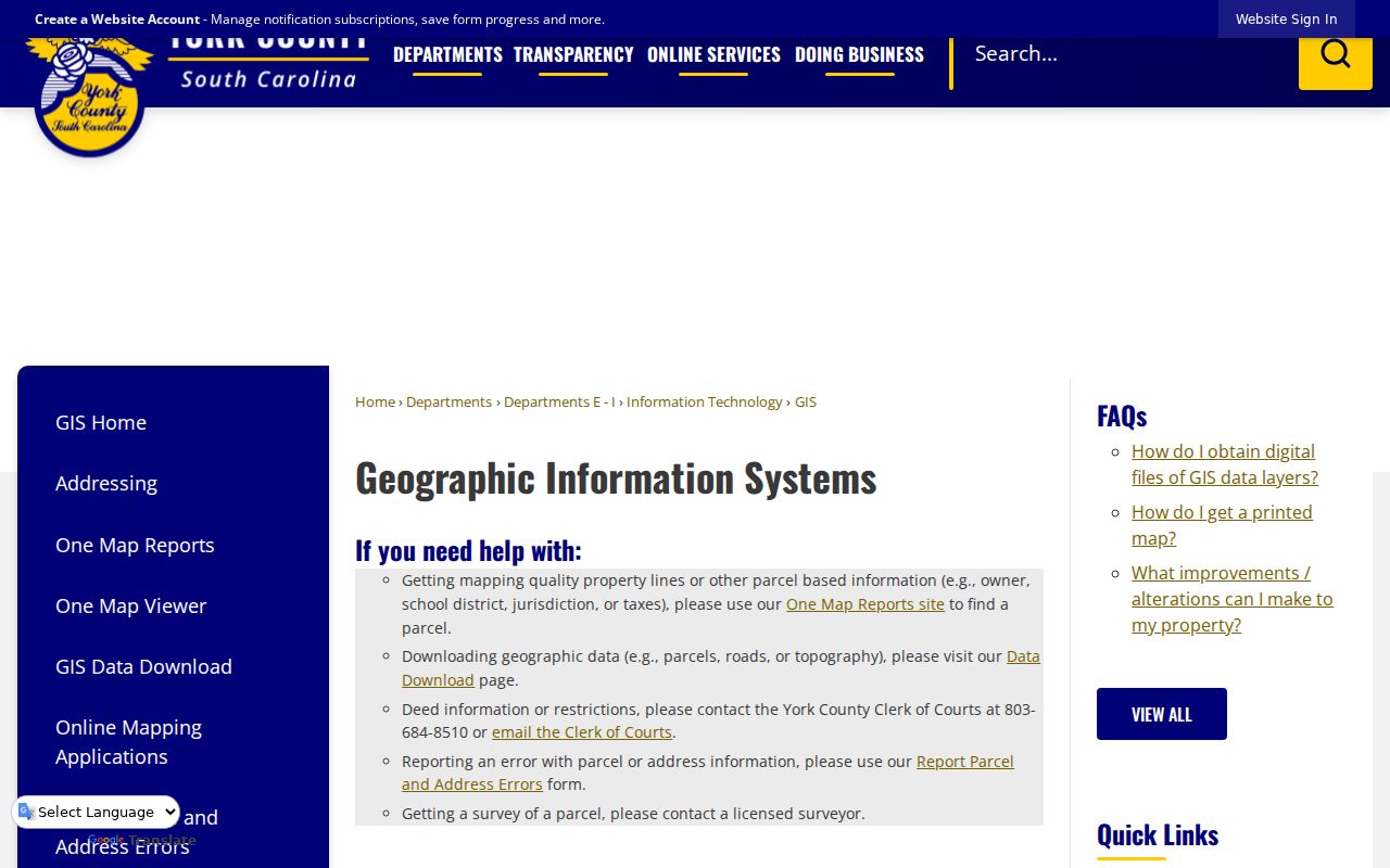Fort Mill neighbors reference to York County GIS correction route